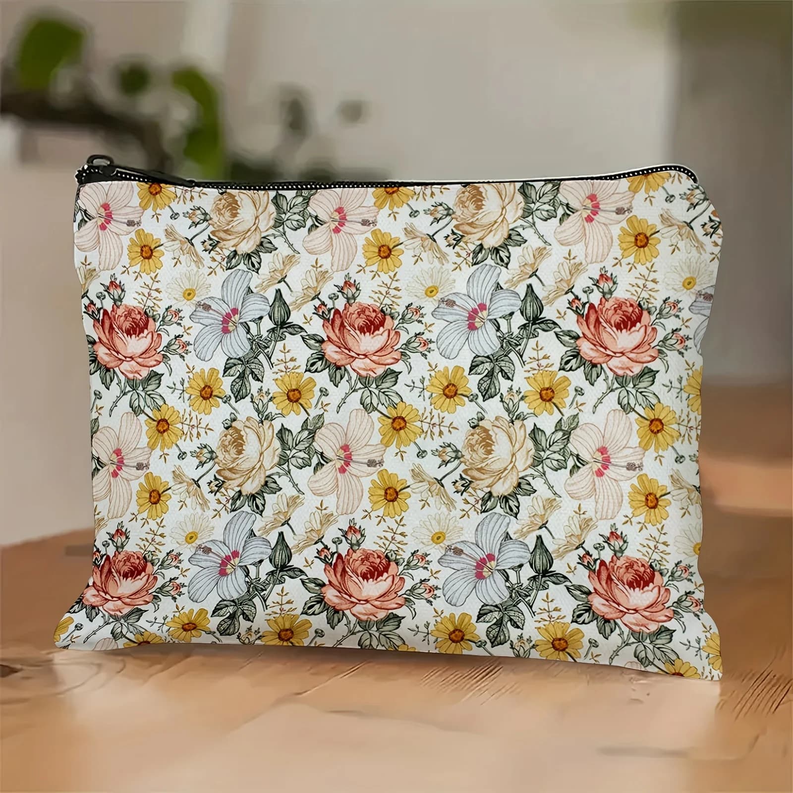 Una borsa per il trucco da giardino vintage: carina borsa multifunzionale con cerniera per donna, borsa per riporre gioielli