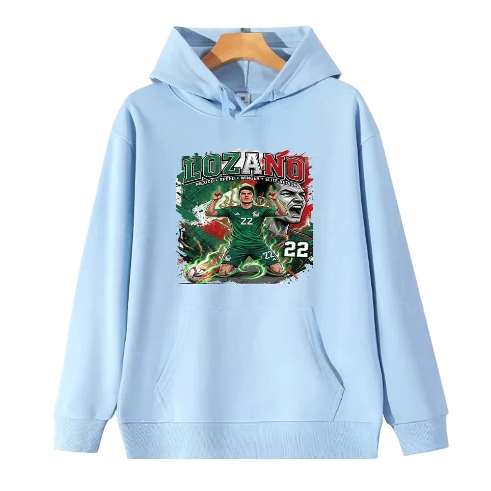 Messico Lozano # 22 Felpe con cappuccio stampate abbinate per la famiglia, casual, morbide, a maniche lunghe, per adulti e bambini
