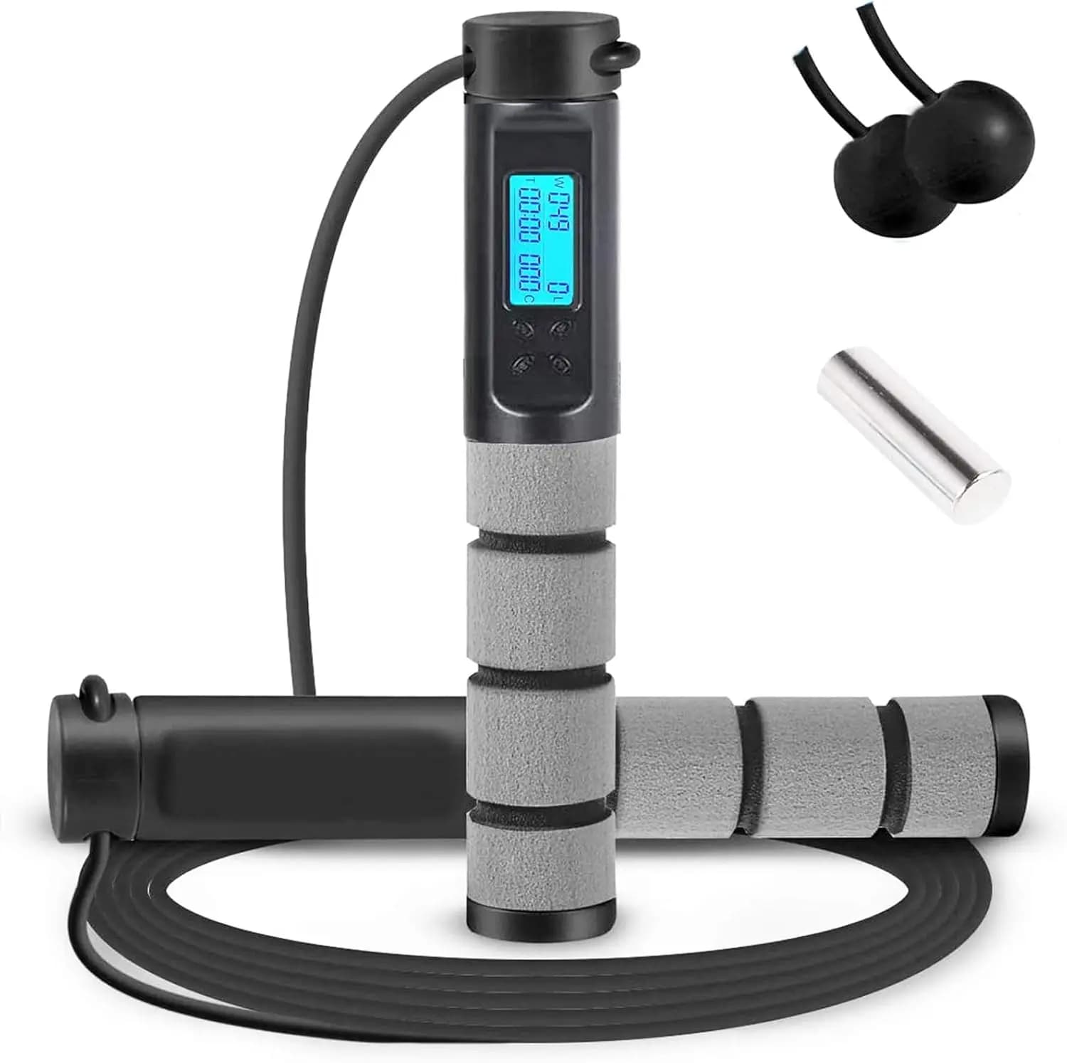 Digital Jumping Cord with Peasant and Counter Handle, Adjustable for Fitness Training - Ideal for Men and Women