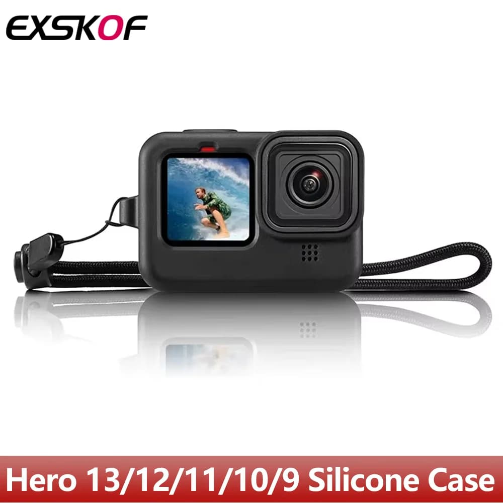 Hero 13/12/11/10/9 Custodia in silicone Tappo protettivo per obiettivo a prova di caduta Cordino per GoPro Hero 13 12 11 10 9 Accessori per action camera