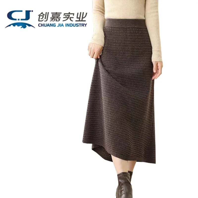 Gonna da donna autunno inverno 100% cashmere Gonna di lusso leggera di media lunghezza Morbida lucida All-in-one Moda Street Wear
