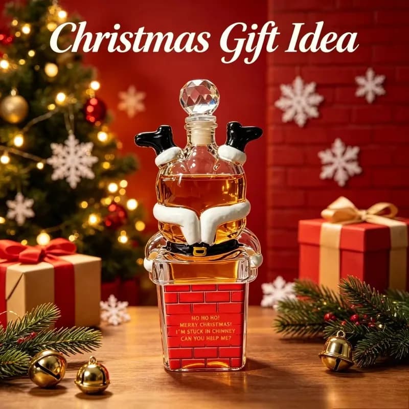 Santa Stuck in Chimney Glass Wine Decanter Christmas Ornament Whiskey Liquor Bottle Home Table Bar Decoration Unique Christmas