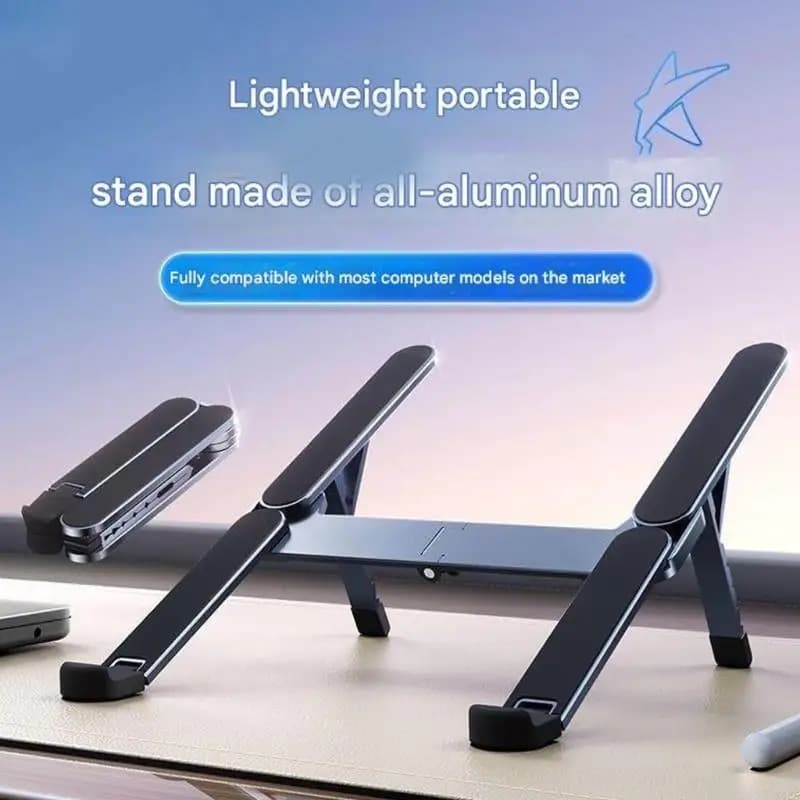 Supporto per laptop in alluminio con 6 altezze regolabili Design pieghevole Fori ventilazione per dissipazione del calore