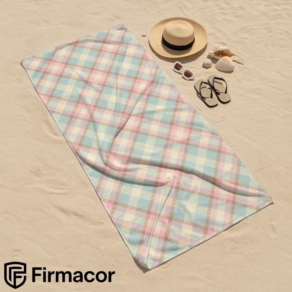Pastel Diagonal Plaid Cartoon Anime Beach Towel Microfiber Quick Dry Super Absorbent Soft Bath Towel for Kids Adults Travel