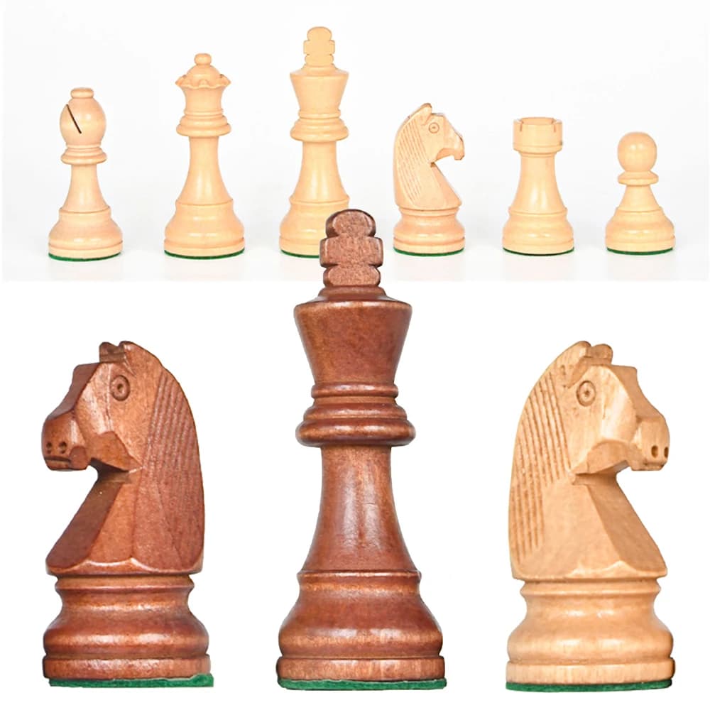 Pezzi degli scacchi in legno da 3,75 pollici del gioco da tavolo con pesi pesanti King con 2 regine extra 34 pezzi Scacchi da torneo