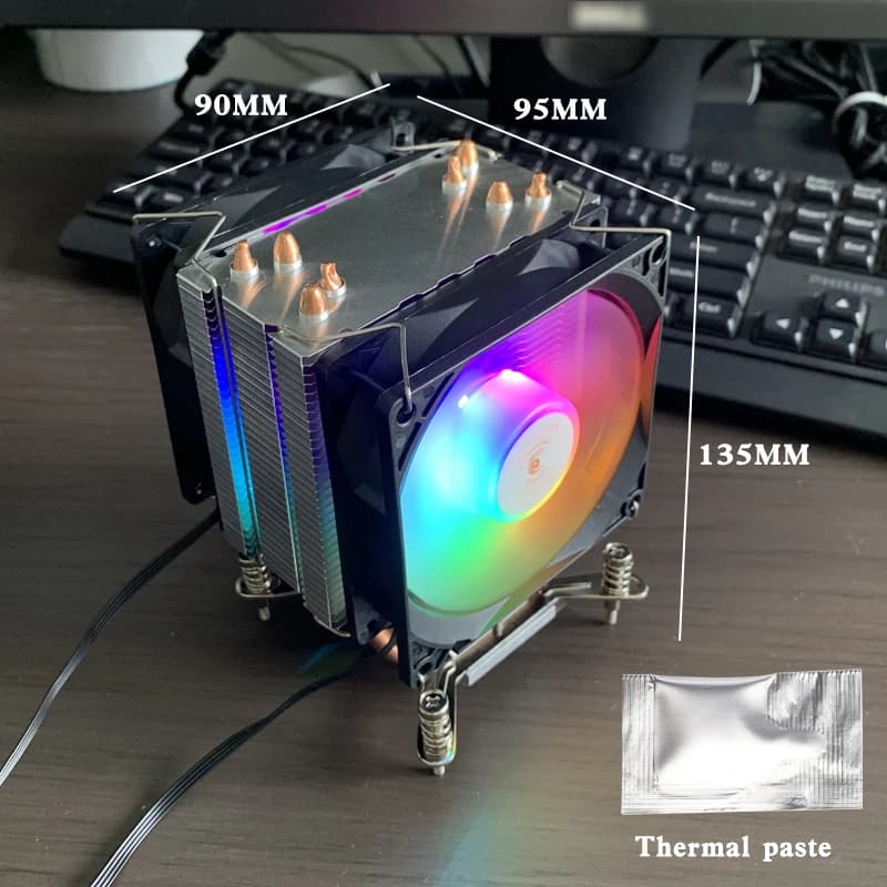 4 Heatpipes CPU Air-Cooled Cooler RGB 90MM ventilador for Intel LGA 2011 1700 X99 1150 1151 1155 1156 X79 1200 1366 Cooling Fan