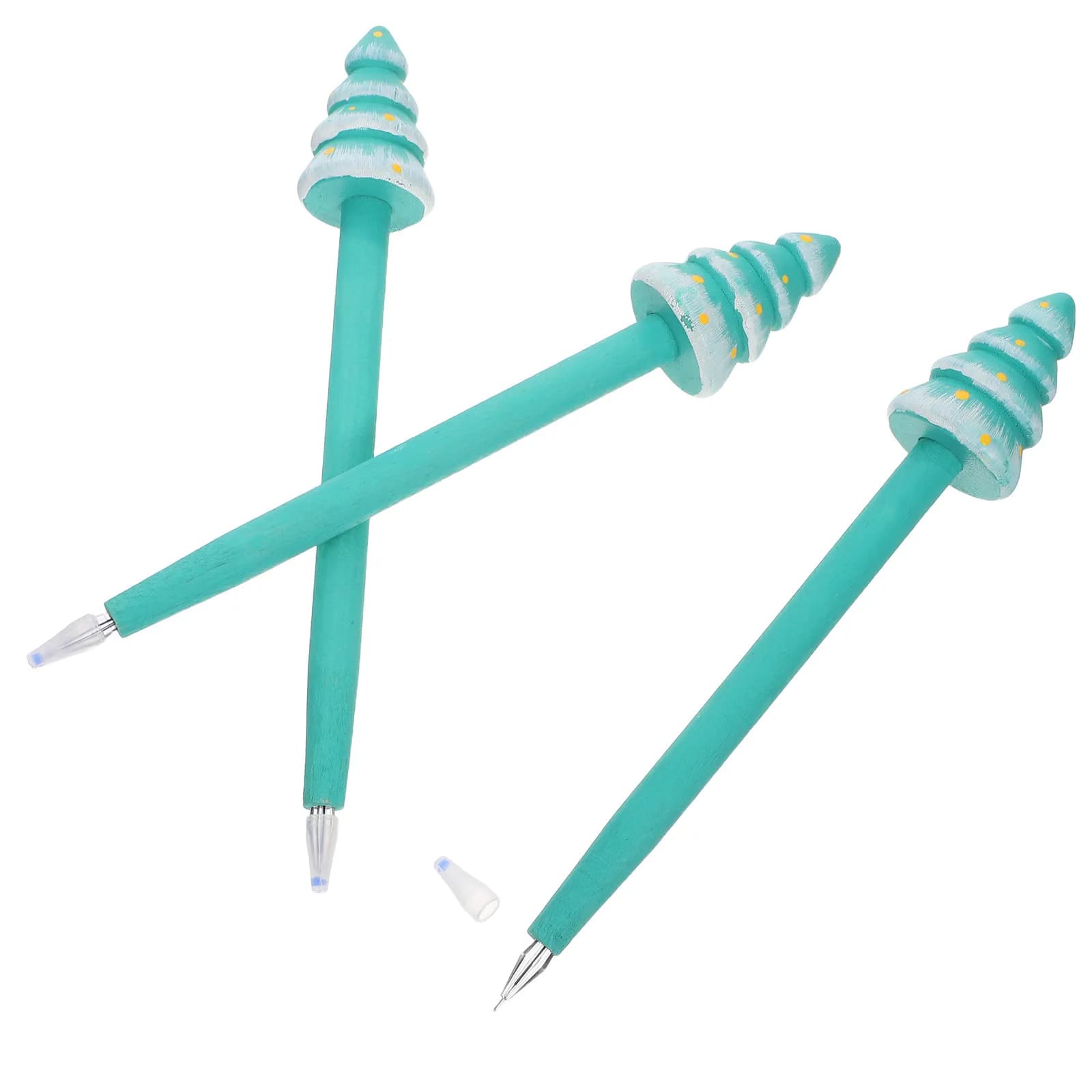 Set di 3 Penne Gel in Legno a Forma di Albero di Natale, Scrittura Fluida, Cancelleria Festiva per Donne e Ragazze, per Diari, Studio e Decorazione Ufficio