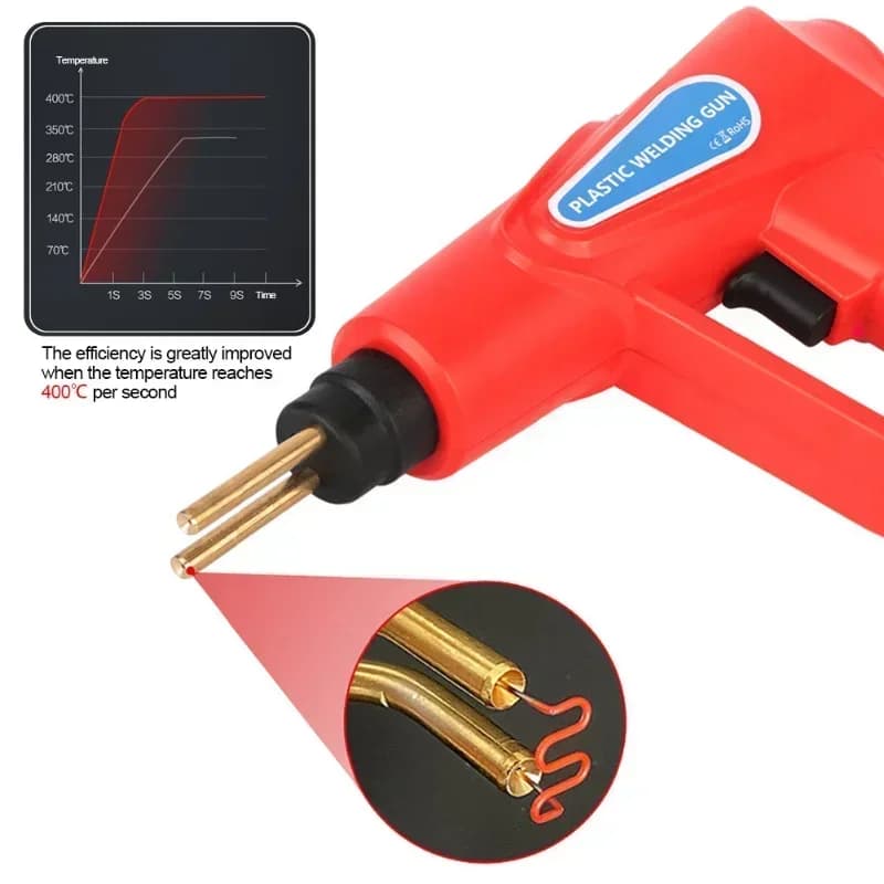 Nuova macchina professionale per riparazione plastica con graffettatrice a caldo da 70W, si riscalda rapidamente fino a 400 gradi. ℃ Strumento per la Riparazione del Paraurti Auto, Rosso