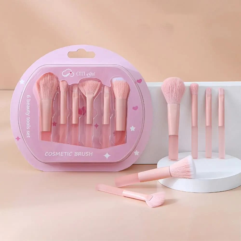 6pcs Fashion Furry Makeup Brushes Set Cosmetic Tool Soft Eyeshadow Powder Brush Concealer Eye Shadow Cosmetic Brush Set Travel