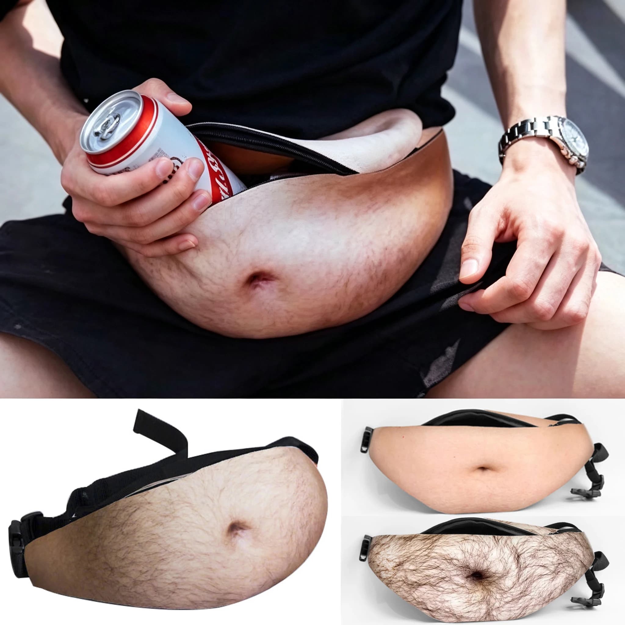 New Funny Beer Belly Waist Bag Dad Bod Money Belt Crossbody Fanny Pack Creative Novelty Bum Pouch Travel Hip Bag for Men Women
