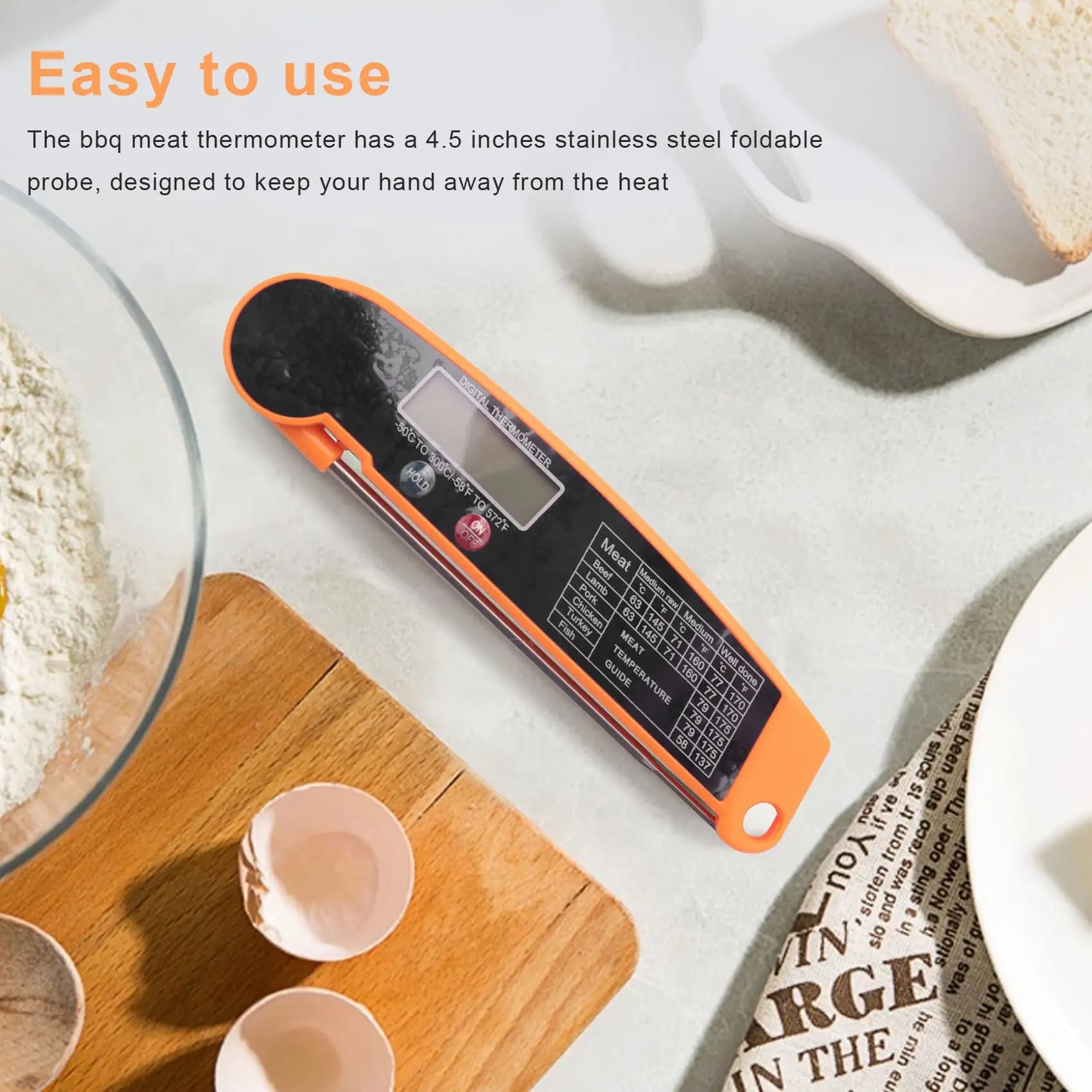 ABMI-Digital Instant Read Meat Thermometer With Highly Accurate Temperature Probe, Electric Cooking Thermometer For Kitchen Food