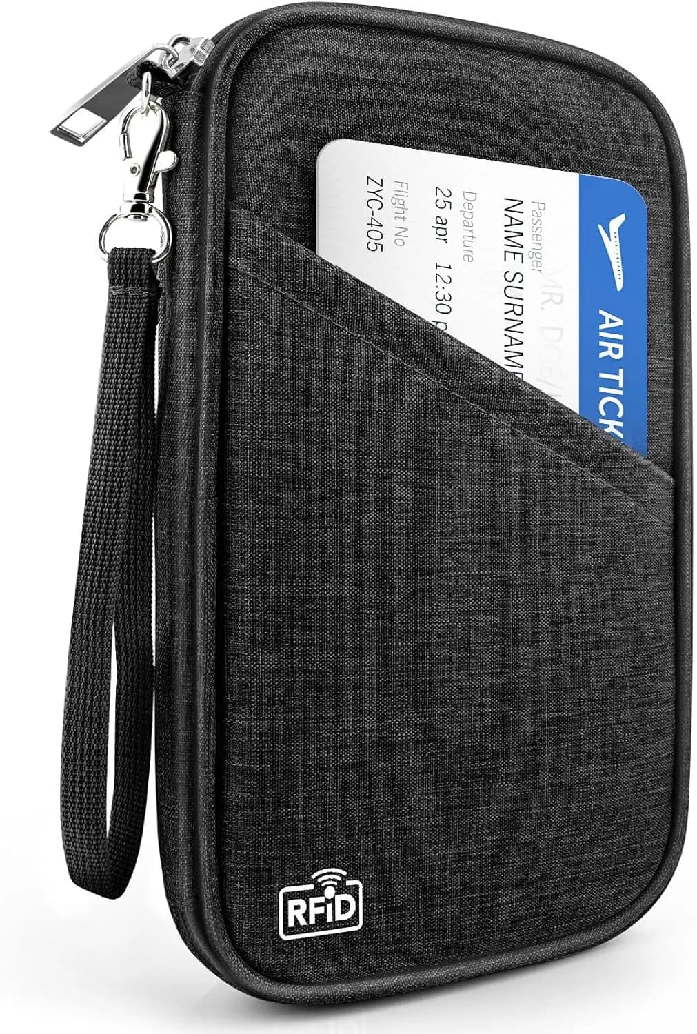 Porta Passaporto con Protezione RFID per Viaggi, Organizzatore Documenti Impermeabile con Cerniera per Carte, Biglietti, Denaro