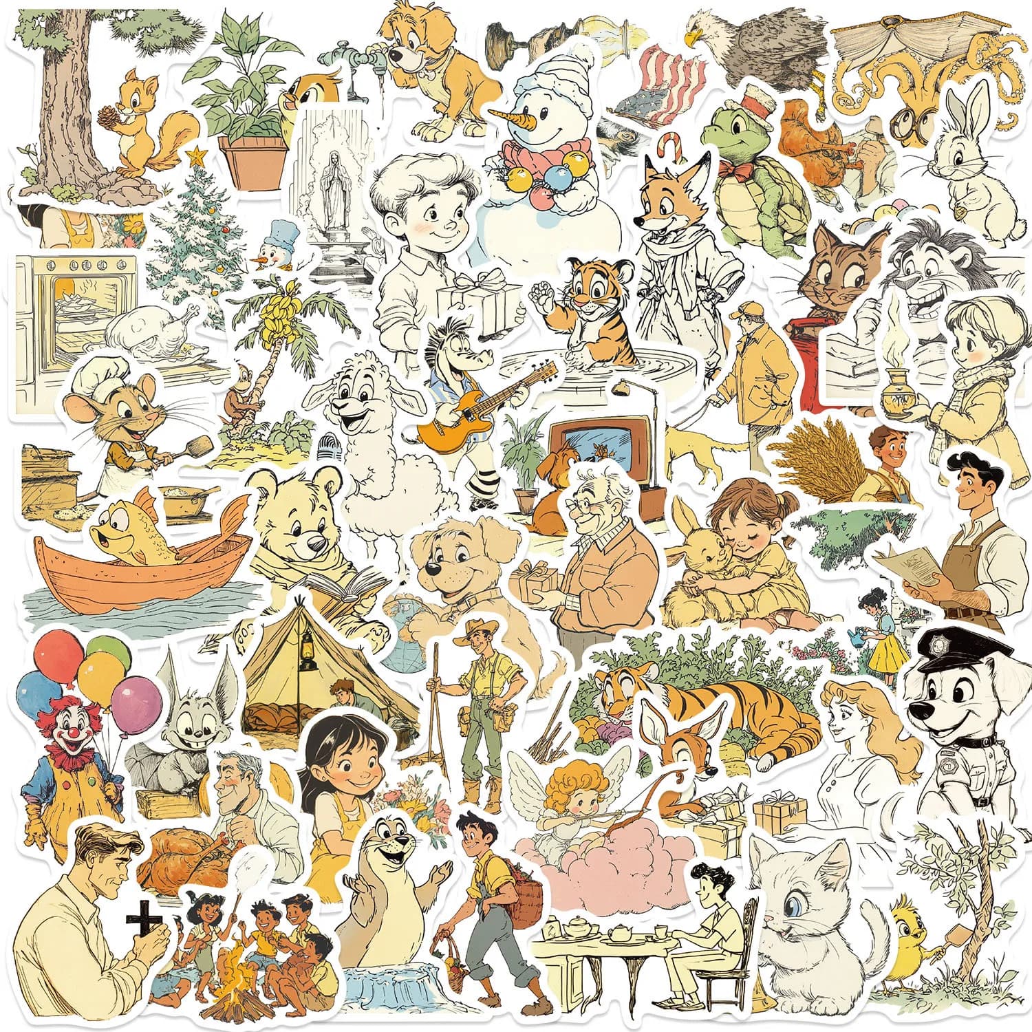 50/100PCS Cartoon Fluffy Holiday Graffiti Stickers for Decorative Guitar Notebook Luggage DIY Waterproof