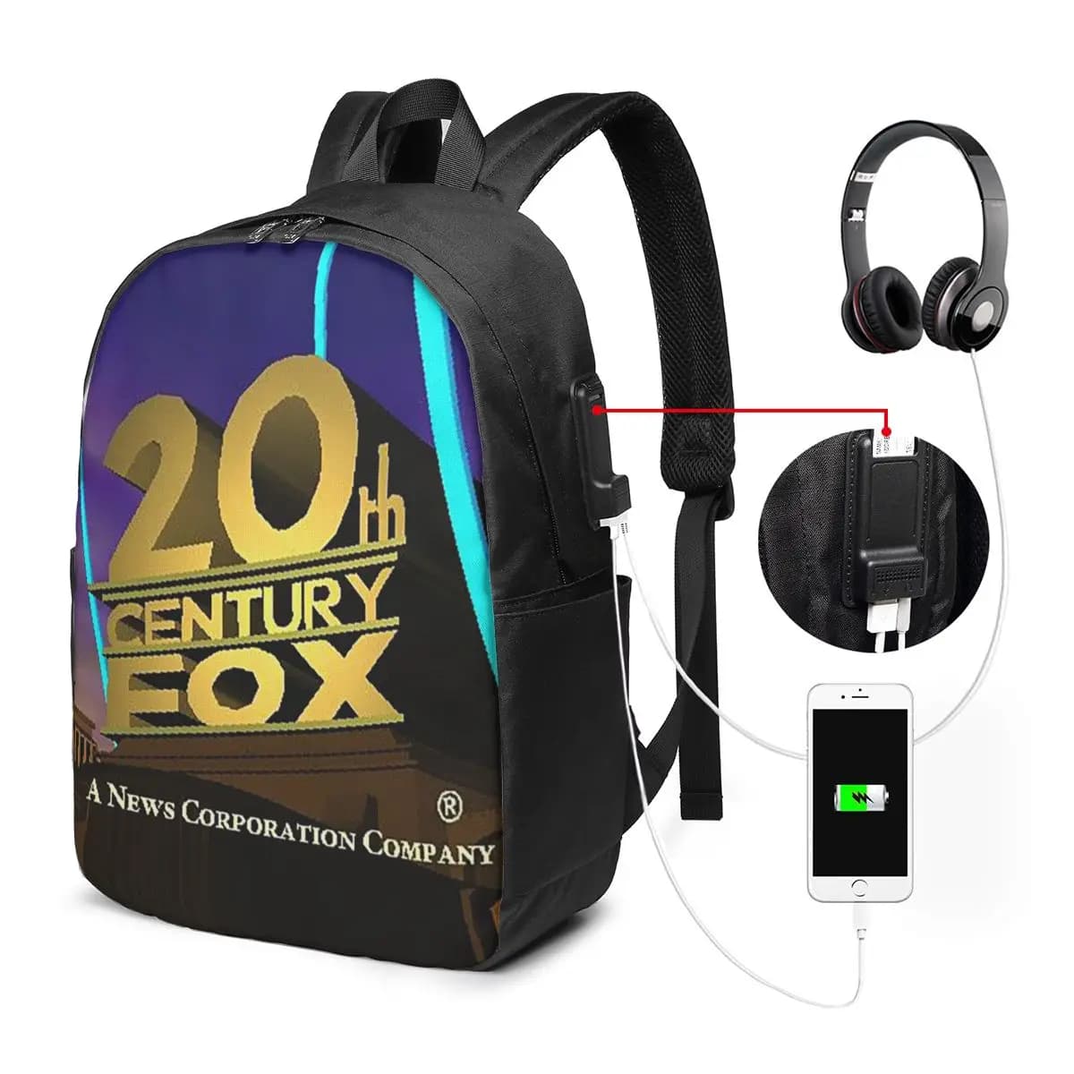 Zaino classico 20th Century Fox, borsa da viaggio per notebook, borsa per computer, borsa per studenti universitari, borsa per laptop, borse a tracolla per uomo e donna