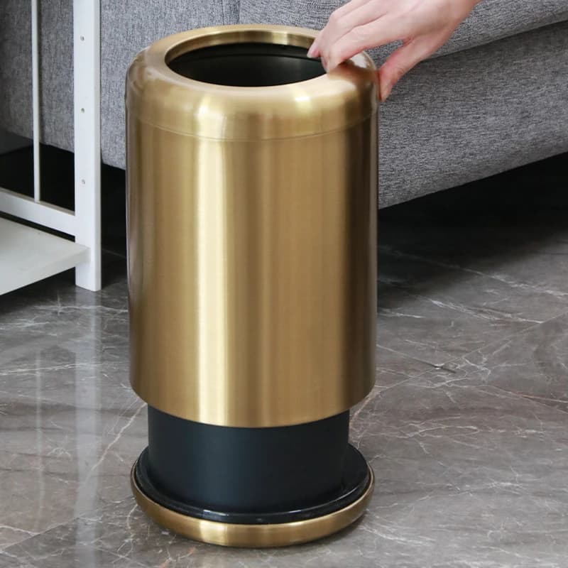 Cestino per Rifiuti in Acciaio Inossidabile Leasylife, Bidone a Doppio Strato con Apertura Superiore, per Bagno, Cucina, Camera da Letto, Ufficio, Scrivania, Casa