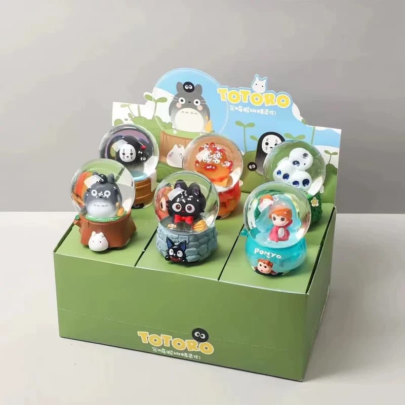 Anime The Elves Of Hayao Miyazaki Snowflake Crystal Ball Series Blind Box Hand-Cranked Can Shine Play Music Toys Periphery Gifts