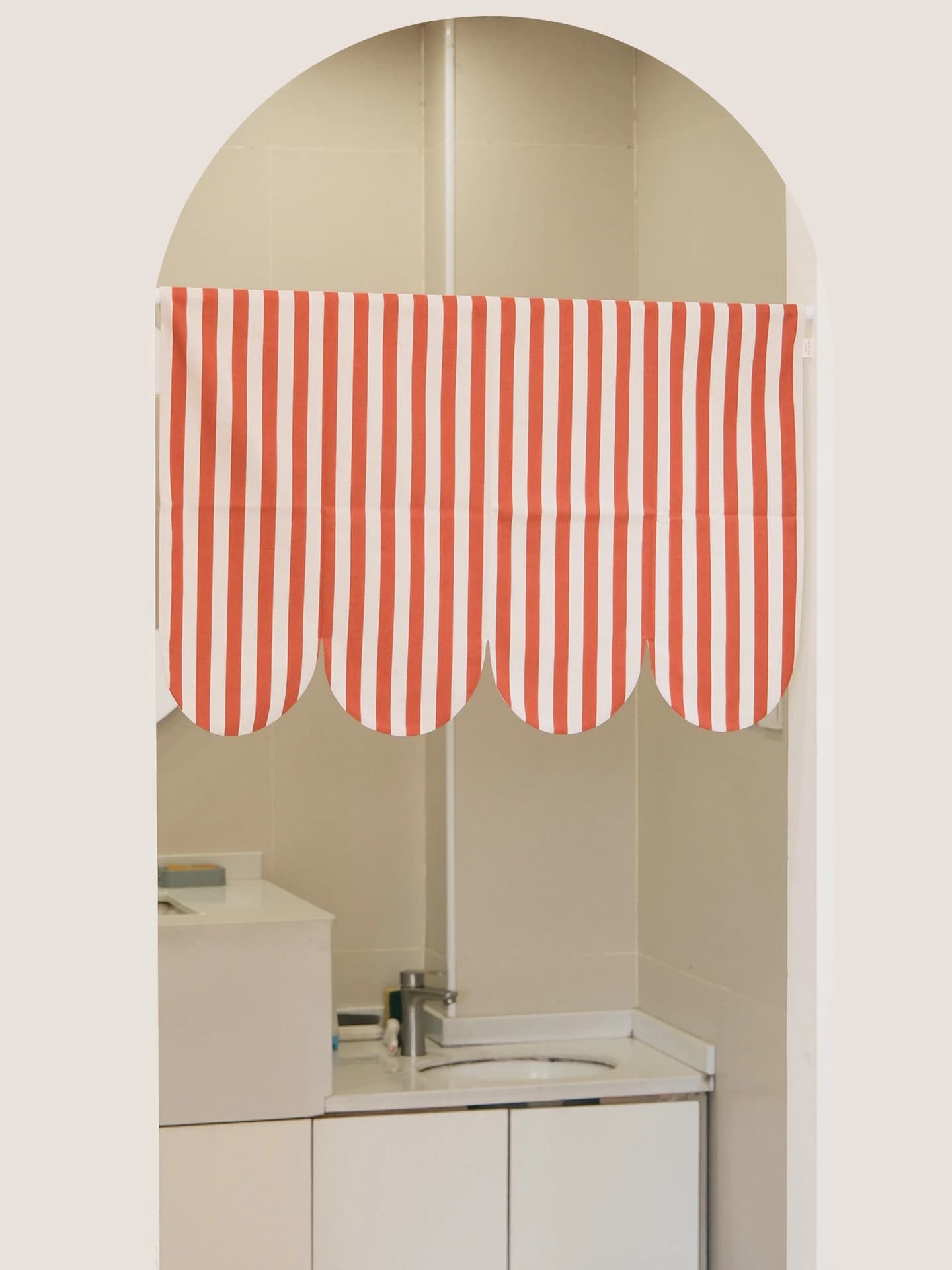 Modern Double Side Curtain in Pure Cotton with Waist Pattern, Decorative Kitchen Tent and Bedroom