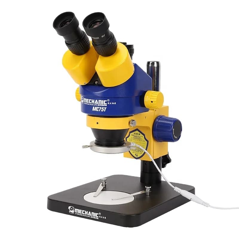 Microscopio stereo trinoculare MECCANICO Telecamera grandangolare di grado industriale MC75T-B1 per microscopio di riparazione del telefono