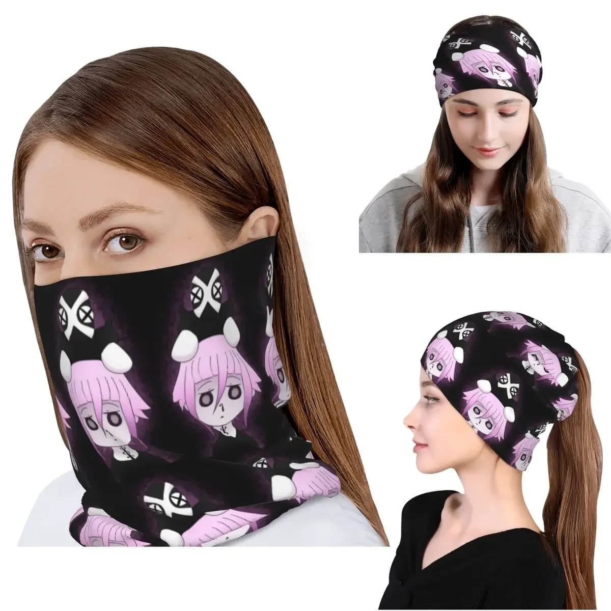 Crona And Ragnarok Soul Eater Bandana Neck Cover Wrap Scarf Warm Headband Beanies Hat Unisex Adult Windproof
