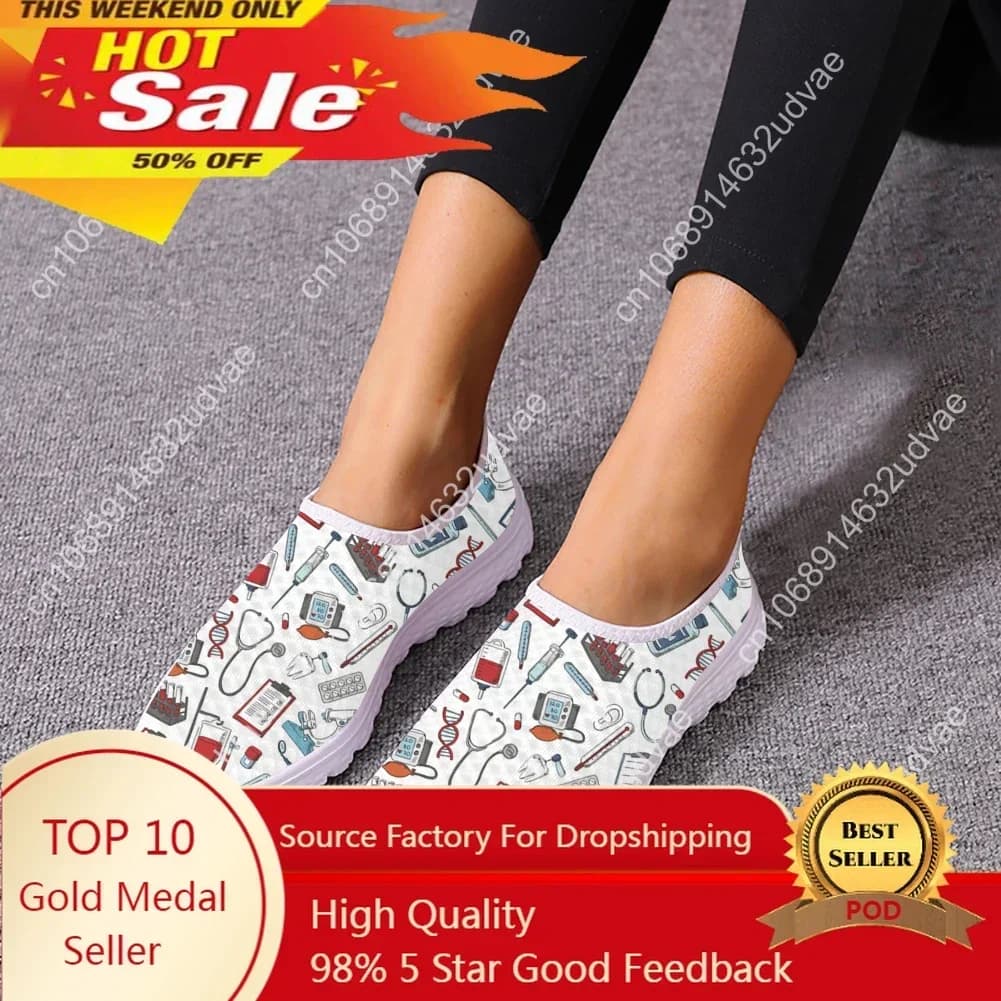 Scarpe da infermiera casual slip on per donna Scarpe da ginnastica piatte modello di strumento medico per mocassini leggeri da donna per lavoratori ospedalieri
