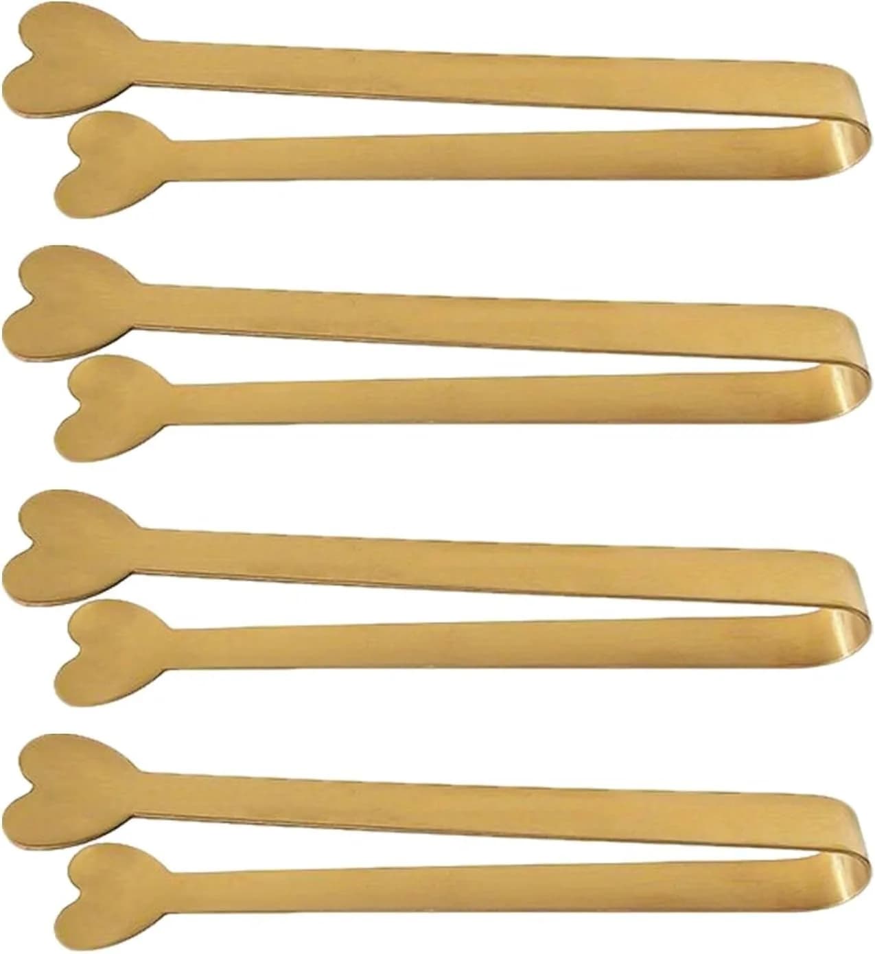 5pcs Luxurious Golden Mini Tongs, Heart-shaped Sugar Cube Tong, Premium Stainless Steel Small Serving Tong,Cute Tea Party Serving Tong, Nice Gift, Perfect for Coffee Bar/Wedding/Valentine's Day/New Year/Mother's Day/Birthd