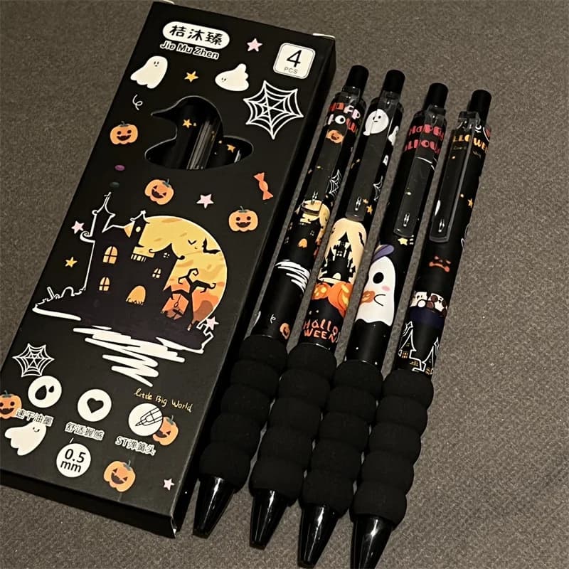 Penne gel a tema Halloween da 16 pezzi/32 pezzi, diametro punta 0,5 mm, con fantasmi, zucche, cappelli da strega, perfetti per le premi degli studenti