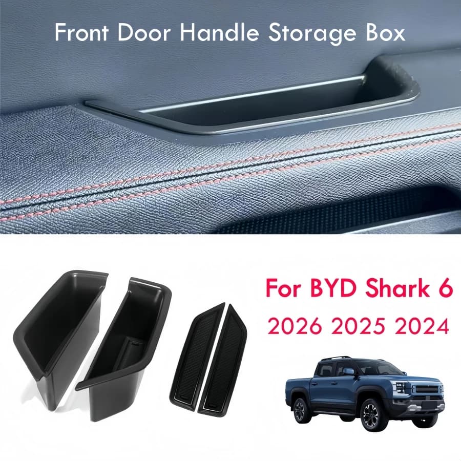 Organizzatore della scatola di immagazzinaggio della maniglia della porta anteriore da 2 pezzi per BYD Shark 6 2026-2024 Vassoi per porta in ABS Installazione semplice, Espandi lo spazio di archiviazione