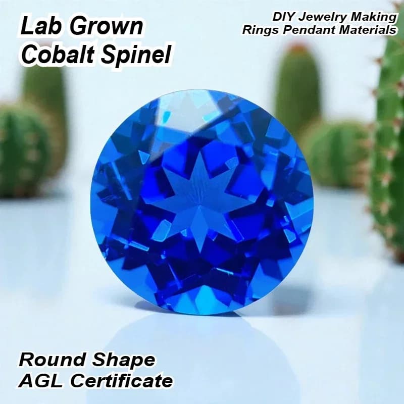 Top Lab Grown Cobalt Spinel Round Shape Gemstone For DIY Jewelry Making Rings Pendant Materials Selectable AGL Certificate