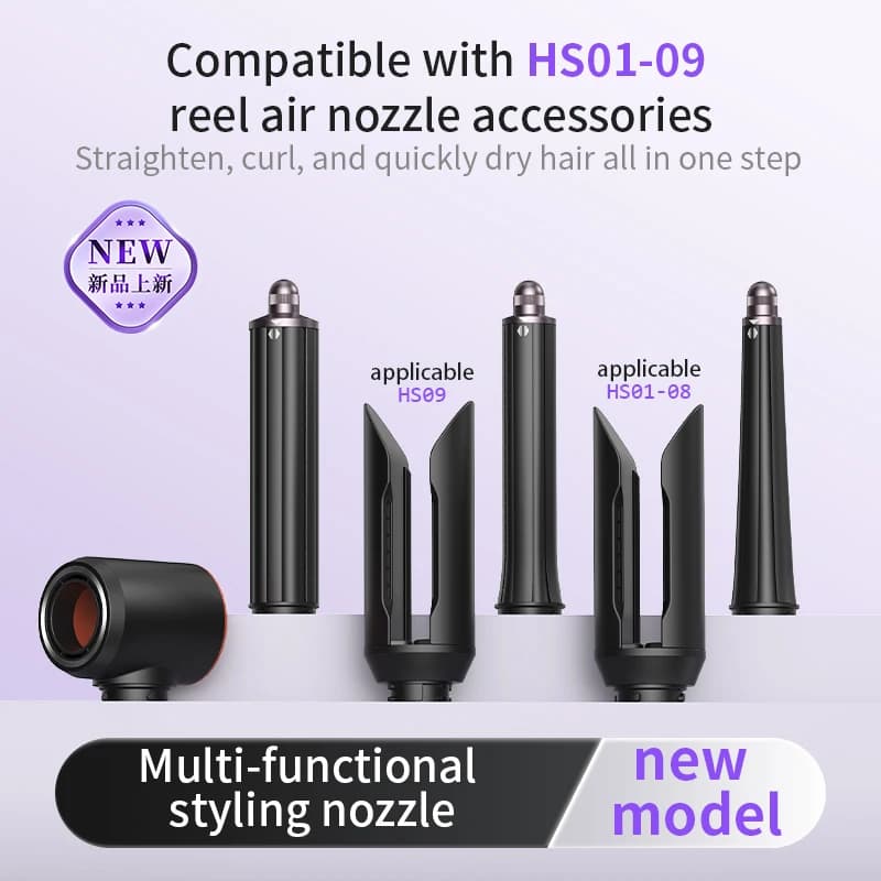 HS09 Huaqiangbei Same Style Hair Dryer Quick Drying Hair Care Temperature Control Curling Iron Accessories Hair Brush Strai