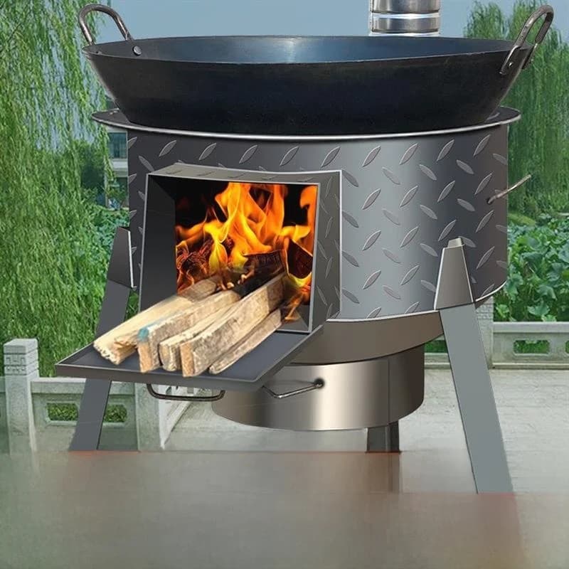 Reinforced Wood Stove Portable for Camping and Domestic Use, Iron Platform for Open Kitchen, New Focolare Model