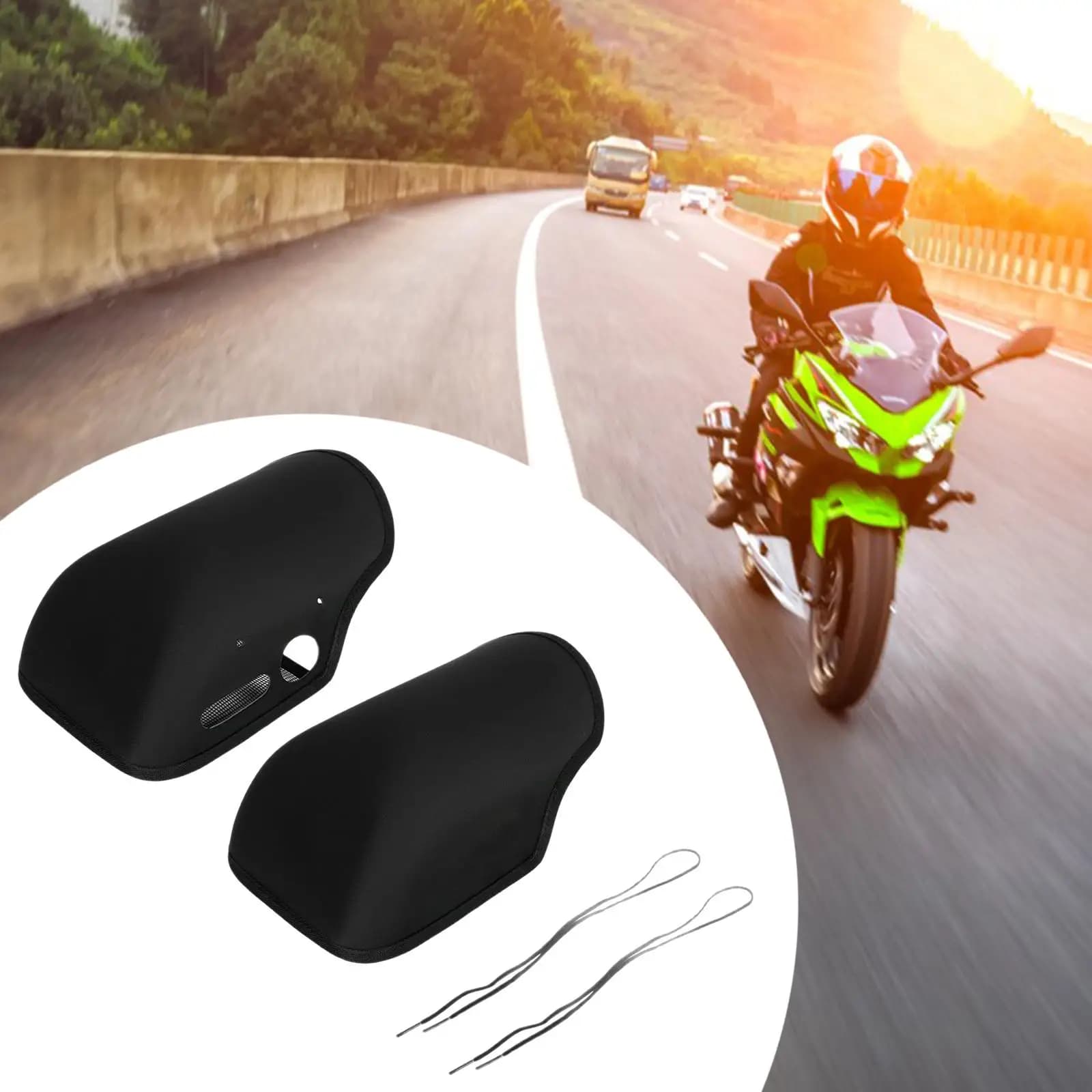 Black Motorcycle Handlebar Muff EVA Durable Water Resistant Mittens for Scooter Hand Protection Outdoor
