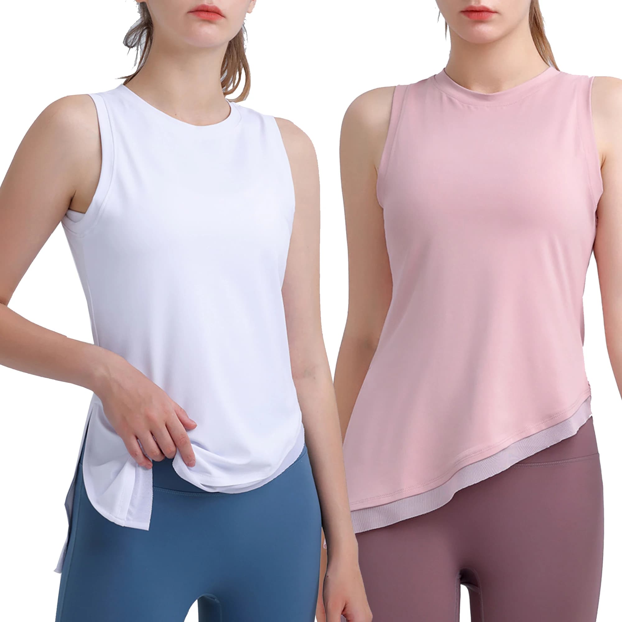 Gilet sportivo da donna Camicia da yoga ampia T-shirt senza maniche da fitness da corsa Canotte ad asciugatura rapida T-shirt da allenamento per palestra Camicetta asimmetrica