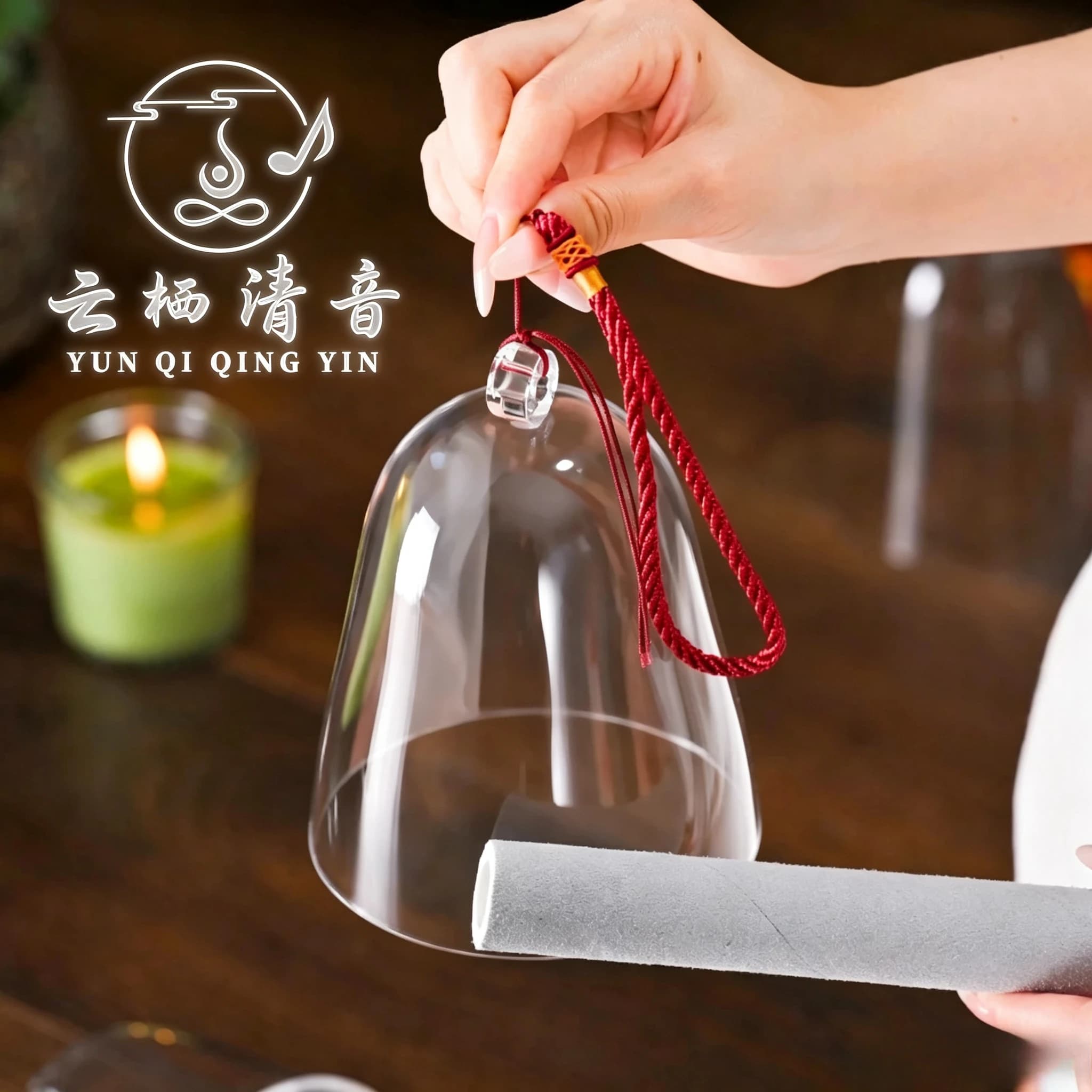 YUN QI QING YIN Clear Transparent Quartz Crystal Singing Bell Bowl Resonant Song Chime Percussion Instrument Professional Sound Healing Bowl For Yoga Meditation Aura Cleansing