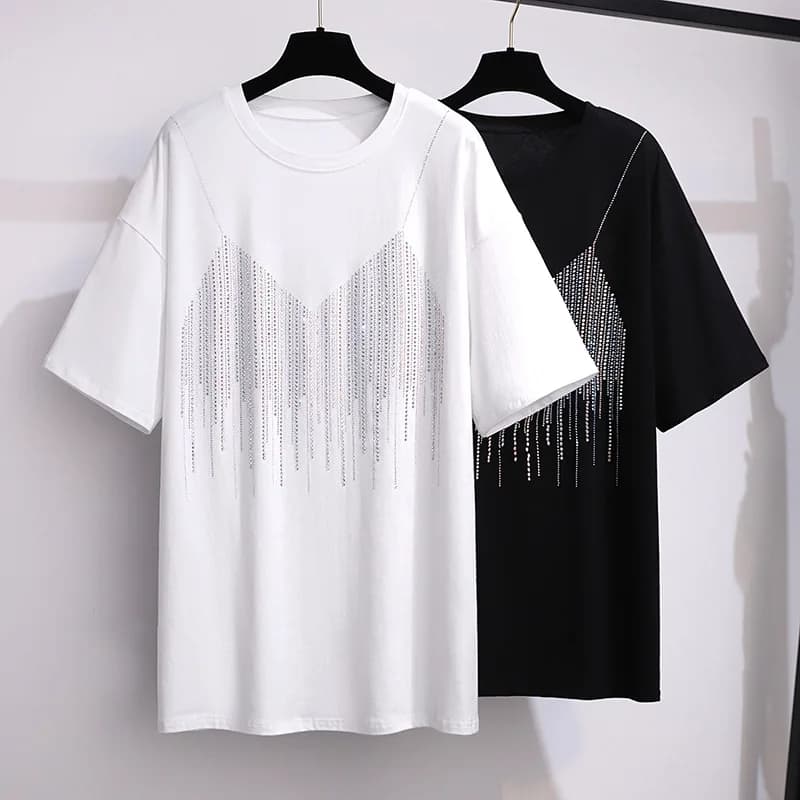 170Kg Plus Size women's bust 170cm T-Shirt short sleeve cotton loose summer white 6XL 7XL 9XL 10XL 11XL