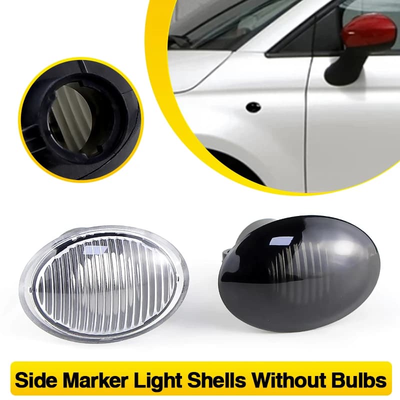 2PC OEM Shells For FIAT 500 500C 500L Ford KA Maserati Side Marker Light Housing Front Fender Lamp Covers Replacement Left/Right