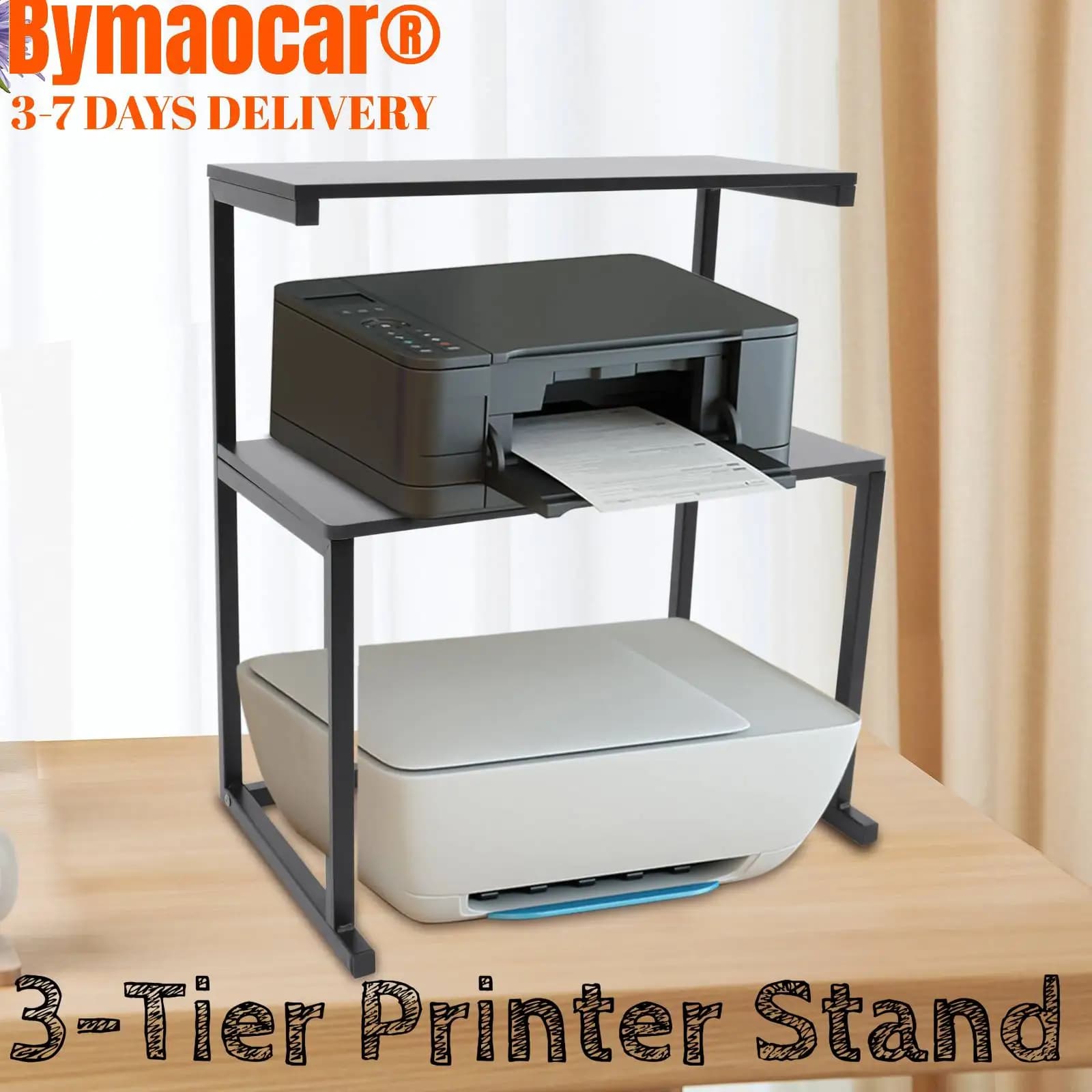 Supporto per stampante a 3 livelli Scaffali da scrivania ad alta capacità di grandi dimensioni per dormitorio Home Office Organizzatore di stampante Fax Book Heavy Duty
