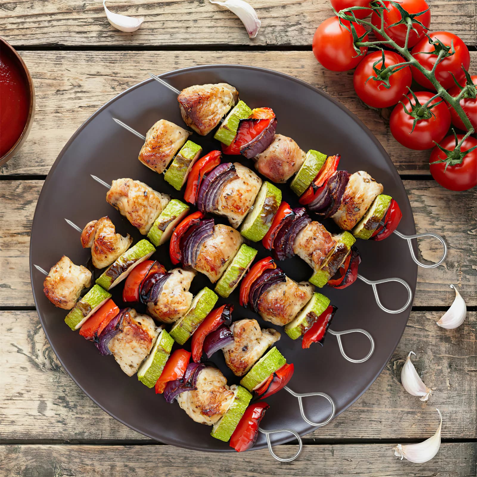 12 pieces barbecue skewers 20 cm needle outdoor iron fork tool delicious travel tools easy to clean