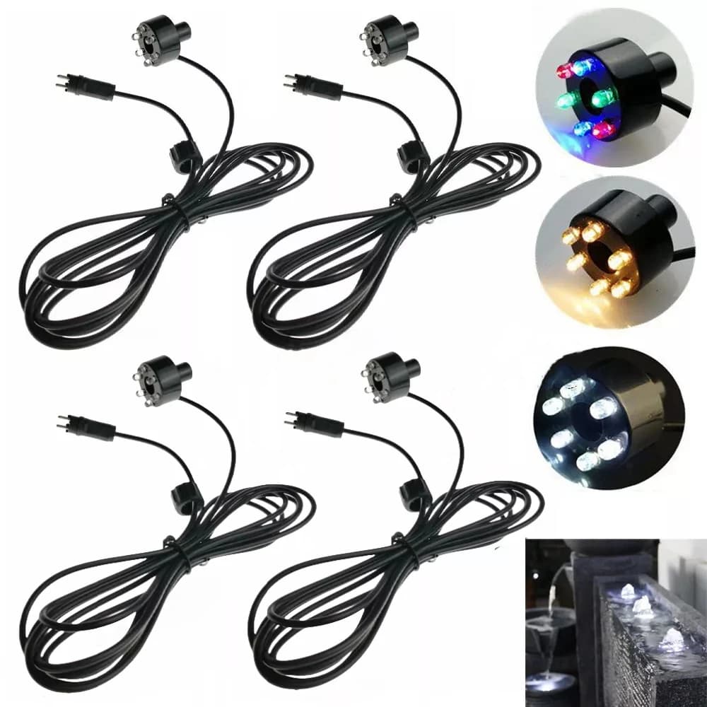 6 LED underwater light ring 12V 1/2/4 pieces for garden pond fountain without AC adapter