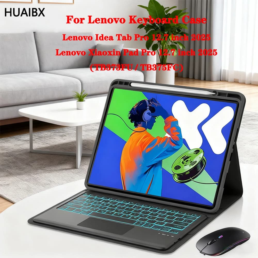 Custodia per Lenovo Xiaoxin Pad Pro 12,7 pollici 2025, tastiera staccabile per Lenovo ldea Tab Pro 12,7" con slot per penna TB373FU TB375FC