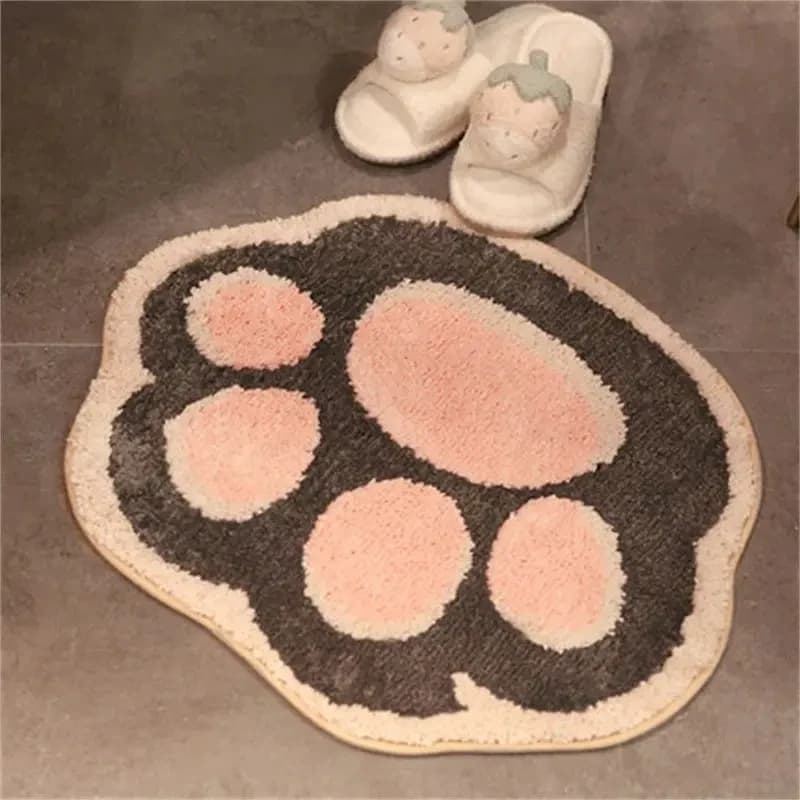Tappetino da bagno VIKAMA a forma di zampa di gatto, morbido, soffice, antiscivolo, assorbente, lavabile, tappeto decorativo per la casa per gli amanti degli animali domestici