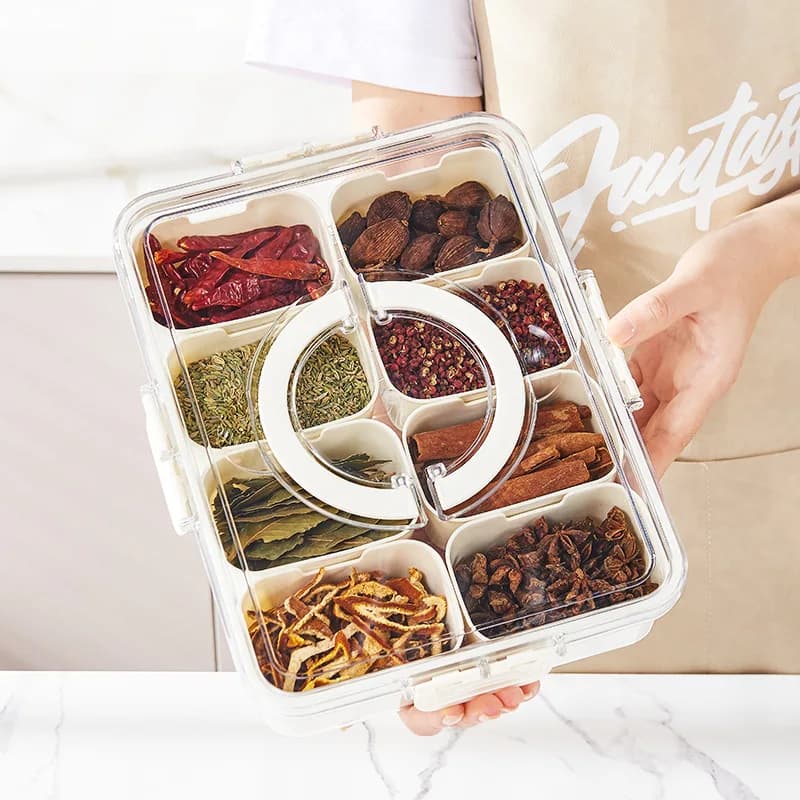 Scatola per la conservazione delle spezie Set di contenitori per spezie per la casa per condimenti da cucina per uso alimentare con scomparti Barattolo di sale MSG