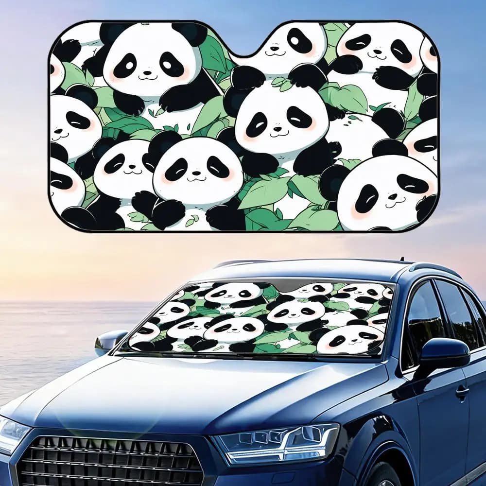 Parasole per Auto a Forma di Panda Cartone Animato, Riutilizzabile in Alluminio, Protezione UV e Isolamento Termico