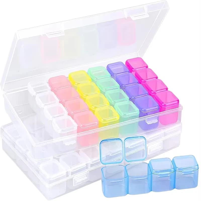 28 Grids Plastic Jewelry Storage Box Necklace Earrings Rings Jewelry Packaging Organizer Portable Pill Medicine Storage Box