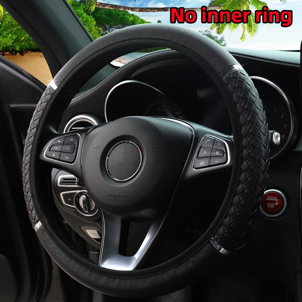 PU Leather Dynamic Cover with Metal Trek 14.5-15 Inches, Suitable for Interior Ringless Auto Coatings, 3D Texture