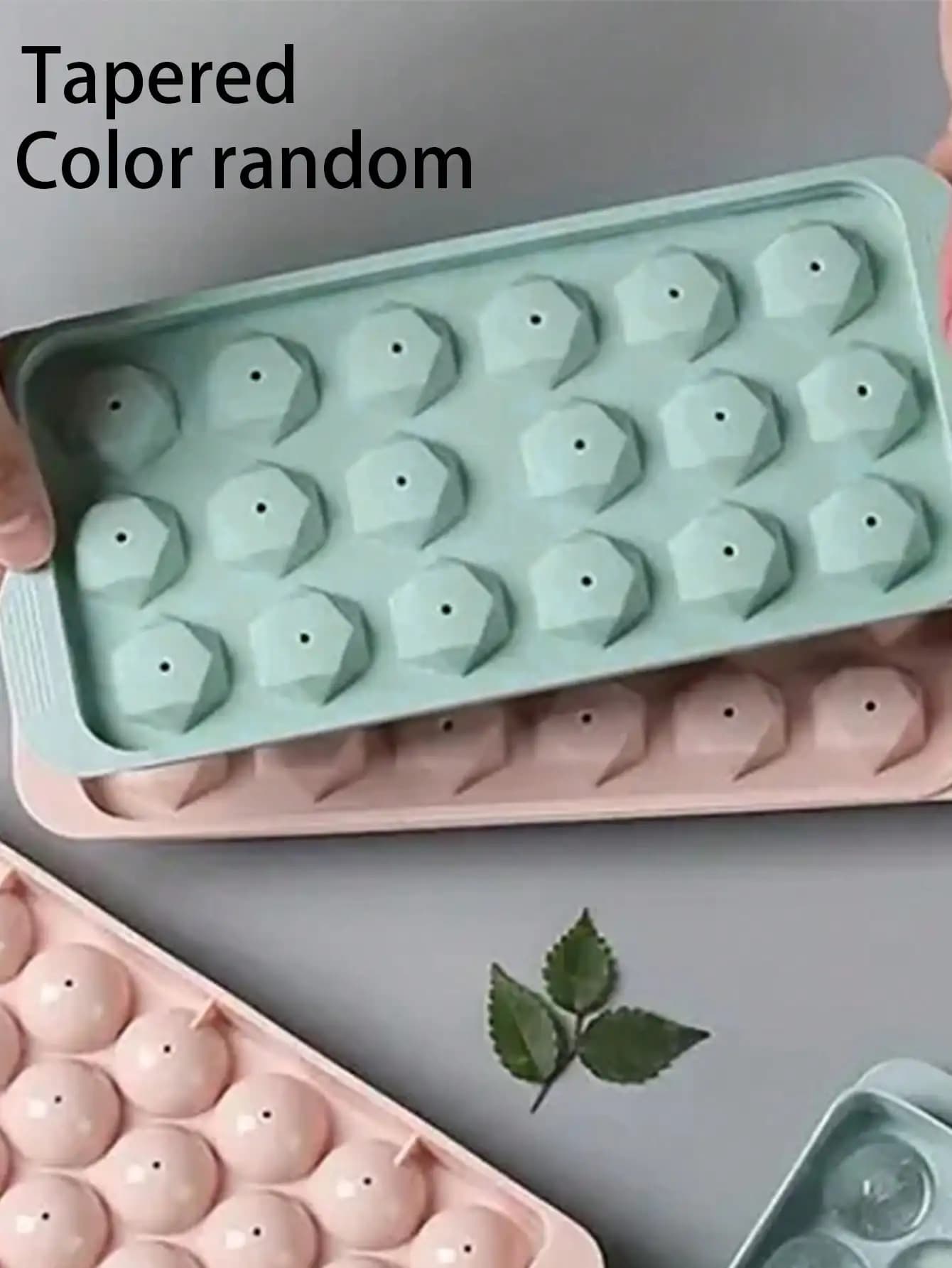 1 pezzo di vassoio per cubetti di ghiaccio da 18 griglie con coperchio, stampo per ghiaccio sferico in plastica, contenitore per ghiaccio in silicone, blu, rosa, casuale