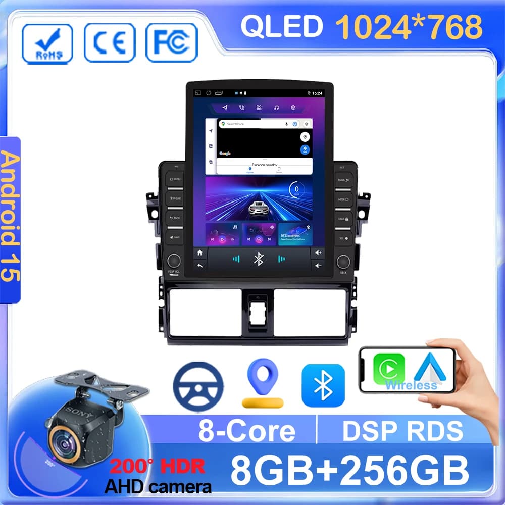 Android Auto Radio Stereo di Navigazione GPS Per Toyota Yaris Vios 2014 2015 2016 Auto Multimidia Lettore wireless Carplay 4G 2din DVD