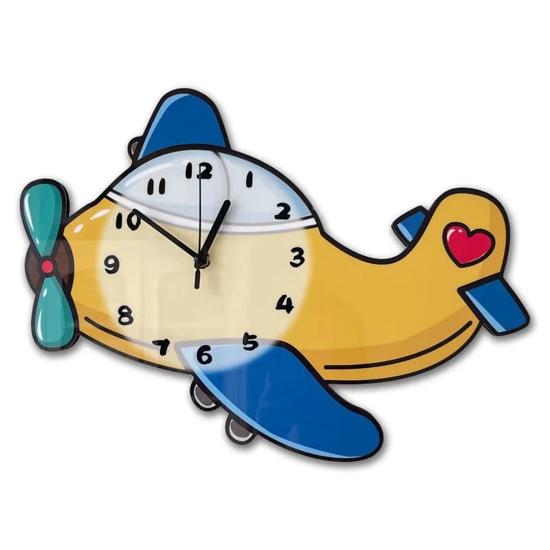 Decorative wall-mounted silent aircraft clock, children's room kindergarten living room wall clock
