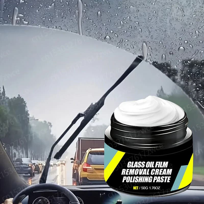 Car Glass Polishing Paste Windshield Oil Film & Oxidation Removal Long-Lasting Hydrophobic Water Repellent Anti Rain Polish Kit