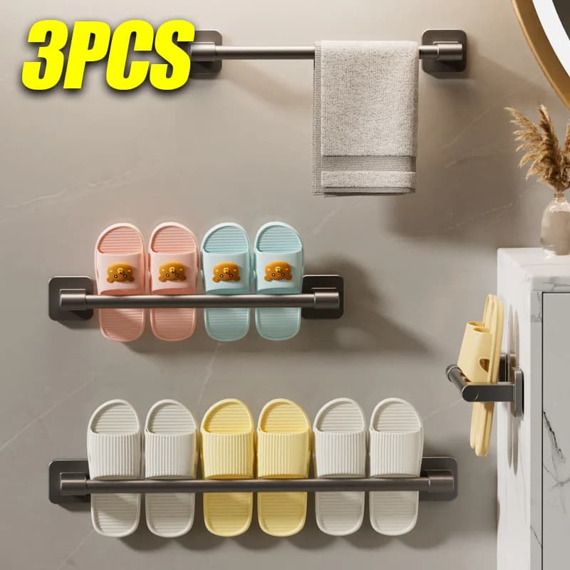 Portasciugamani autoadesivo per bagno di casa senza foratura Mensola portasciugamani montata a parete Accessori per bagno da cucina Portasciugamani