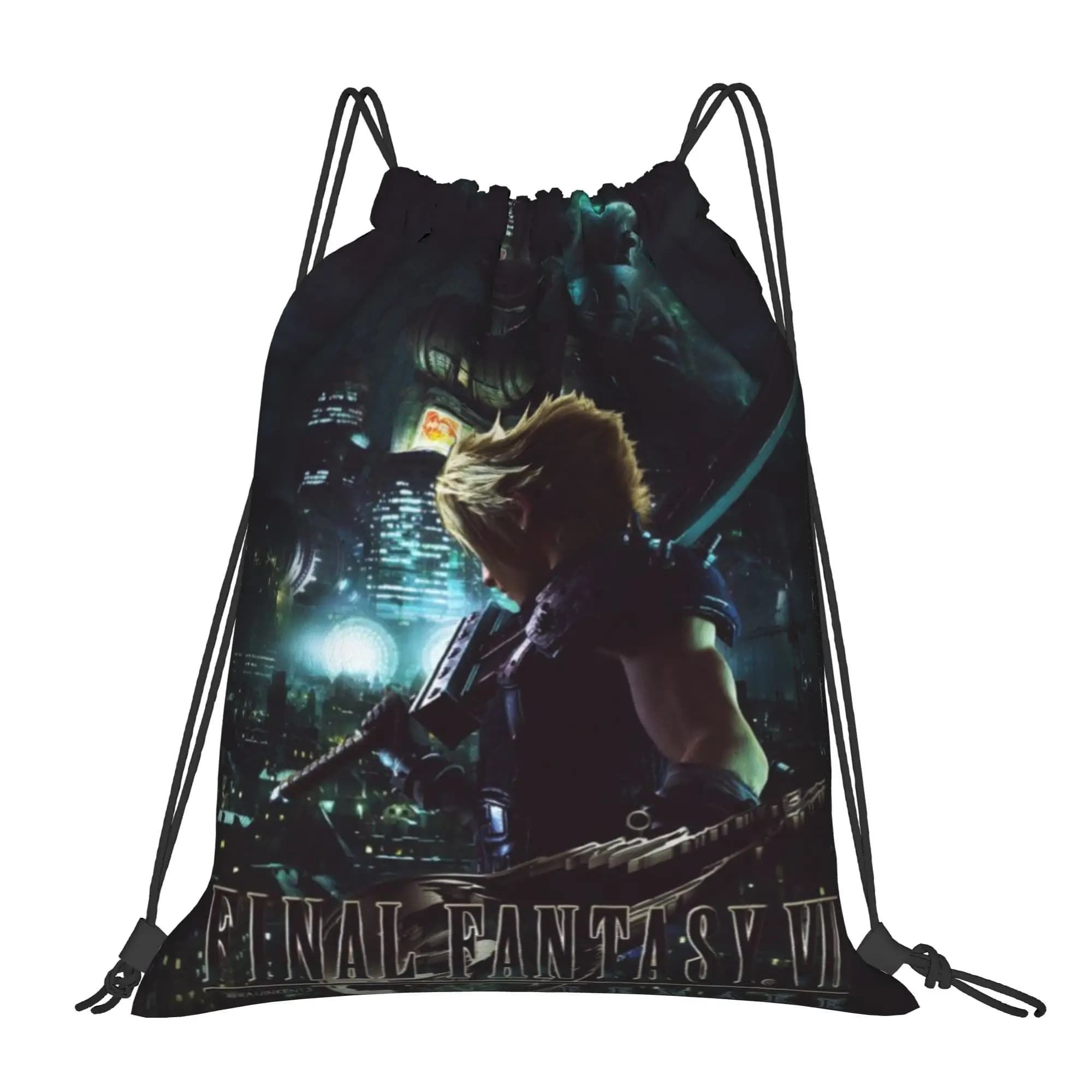 1 pezzo Cool Pouch Final Fantasy Funko Kawaii Borse con coulisse per la scuola, per riporre scarpe e vestiti, zaino portatile multifunzione per adolescenti
